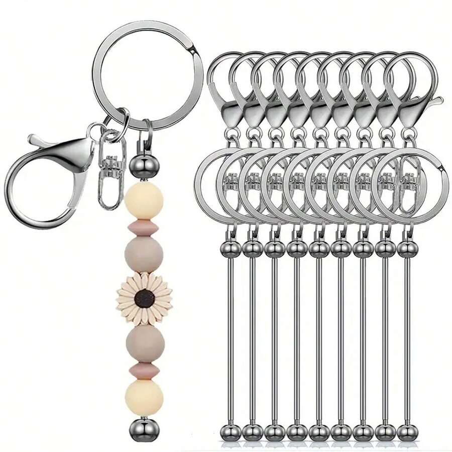 1/3/6/12/24/36 Beaded Keychain Strips, Alloy Blank Beaded Keychain DIY Keychain Accessory Kit, For Pendant Jewelry Making Gifts - One Size - View 1