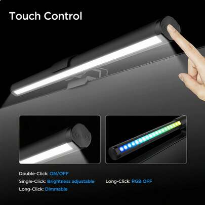 Lámpara de iluminación de pantalla ambiente, luz colgante para monitor de computadora con control táctil, adecuada para oficina, juegos, hogar, dormitorio y múltiples escenarios
