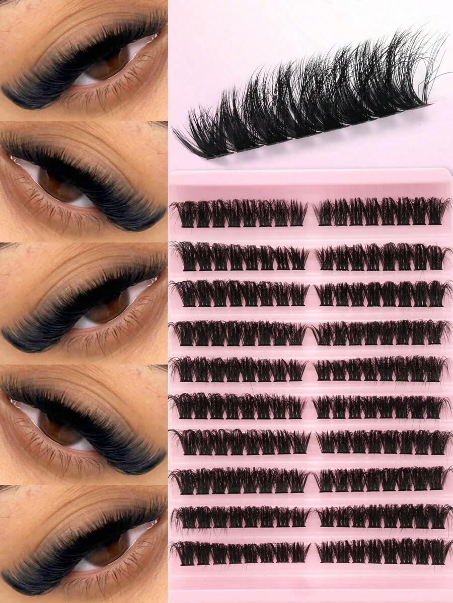 160 sợi mi giả dạng chùm, độ cong 9-16mm, tự làm, 100% mi nối dày dặn, mi giả lông chồn, có thể tái sử dụng. - D - Xem 1