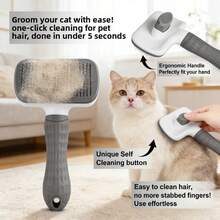 宠物美容漂浮式按摩刷+易清洁去毛手套+狗狗刷，通用宠物美容工具，温和不掉毛，可水洗 - 灰色 - 查看 7