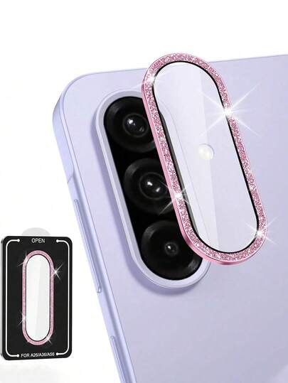 1 pieza Protector de lente de cámara para Galaxy A26/A36/A56, Anillo de metal individual Tapa de lente de vidrio templado, [Adhesión fuerte] Tapa de lente antiarañazos HD clara, Protector de cámara HD 9H, Instalación fácil y rápida