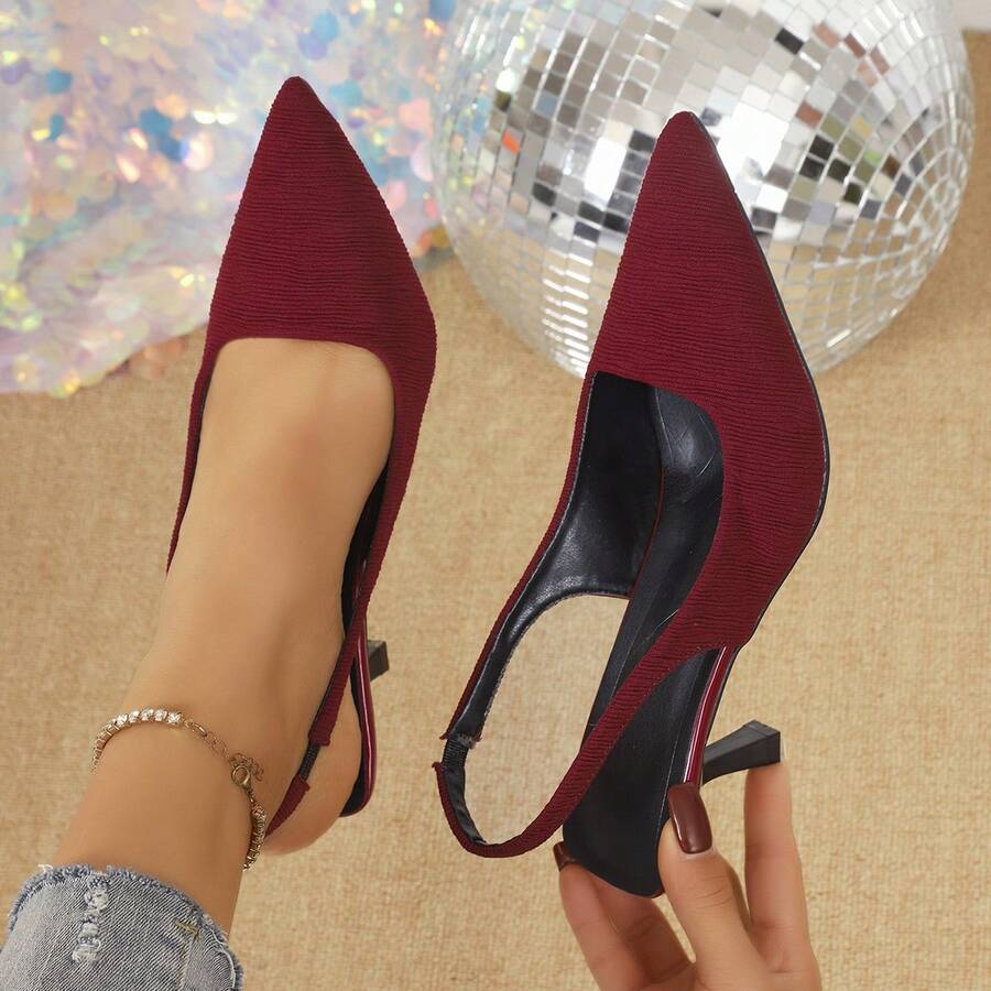 Sandali estivi alla francese con righe marroni rossastri, scarpe da lavoro versatili e alla moda con tacco alto per donna