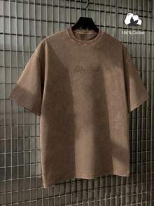 Men's Casual Comfortable Fashion T-Shirt, Street Style Y2K Cotton - Coffee Brown - View 3