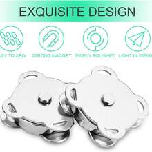 10pcs Silver High Strength Magnetic Lotus Flower Sewing Magnetic Buttons, Round Magnetic Snap Closure For Bags, Strong Invisible Buttons - White - View 7