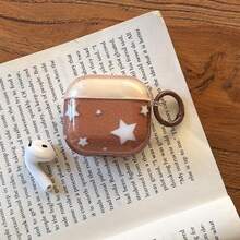 Splatter White Star + Circle Earphone Case Compatible With Apple Pro 3/Pro 2/4/3/2, Fashionable Women/Minimalist Earphone Case, Apple Earphone Case/Cover, Men Earphone Case - Brown - View 9