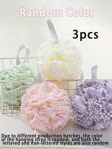 Bola de baño, esponja de luffa, puff de malla, accesorio de baño suave y de secado rápido que exfolia y limpia profundamente el Body - Color aleatorio - Ver 10
