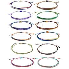 Set de 12 piezas de pulseras ajustables de cuerda de cera trenzada con estilo bohemio para hombres y mujeres - vistoso - Ver 1