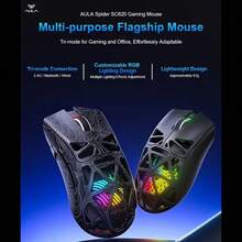 AULA SC620 3-Mode Wireless Mouse: 2.4G/Bluetooth/Wired, Hollow Lightweight RGB Design Gaming Mouse For Desktop & Laptop - View 11