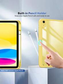 适用于 iPad Air 11 英寸 M4/M3/M2 (2026/2025/2024)、Air 第五代/第四代 (2022/2020) 10.9 英寸的混合超薄保护壳 - 防震保护套，带透明后盖和 Apple Pencil 收纳槽，柠檬黄 - 黃色 - 查看 3