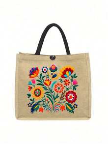 Conjunto de bolso bohemio con estampado floral, conjunto de bolso y cartera de mujer, decoración minimalista, estilo de impresión mexicana que incluye bolso de tela y monedero, bolso de mujer de gran capacidad con estilo de arte de Europa del Este, bolsa de almacenamiento de cosméticos, bolso de tela grande de capacidad minimalista, bolsa de compras casual portátil, bolsa de compras multifuncional. Pequeño regalo de intercambio para la escuela, campus y viajes, Ramadán, Día de la Madre, Día de San Valentín - Multicolor - Ver 14