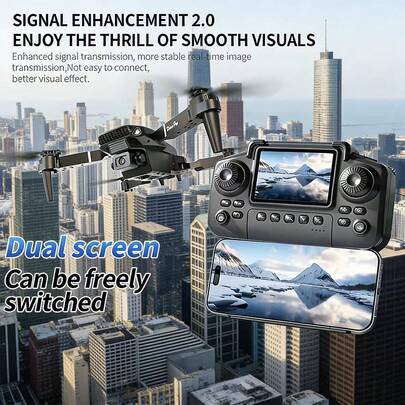 Foldable Mini Drone With Screen Remote Control, Dual Lens HD Camera, Optical Flow Hover, Perfect For Aerial Photography & Beginners.1080P Dual Camera Drone With Screen Controller, Foldable Design, Trajectory Flight, 360° Flip, Ideal For Outdoor Adventures.Beginner-Friendly RC Quadcopter With One Key Return, Low Battery/Signal Loss Auto Return, Stable Hover, Screen Remote For Easy Operation.