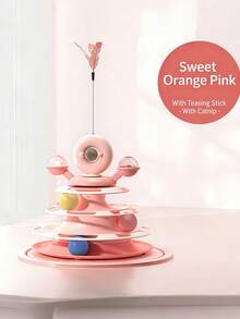 4-Layer Cat Turntable Track Toy, Feather Teaser Stick, Self-Entertainment Puzzle Game, Pet Supplies - Multicolor - View 7