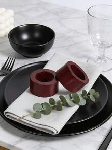 2-6pcs Rosewood Color Napkin Rings, Suitable For Tabletop Decor, Weddings, Thanksgiving And Home Decoration - Multicolor - View 7