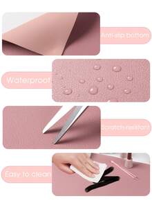 FULL BEAUTY Thảm lót bàn làm móng màu nâu, mềm mại, chống trượt, có thể gập lại, dùng để kê tay khi làm móng, chống thấm nước, chống trầy xước, dễ lau chùi, thảm lót bàn làm việc văn phòng bằng da PU, thảm lót bàn studio di động. - Nhiều màu - Xem 4