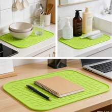 Almohadillas resistentes al calor de silicona, agarradores de ollas, juego de alfombrillas rectangulares de aislamiento térmico, adecuadas para ollas calientes, vajilla, posavasos y manteles individuales, almohadillas protectoras multifuncionales para el escritorio, suministros de cocina - Multicolor - Ver 5