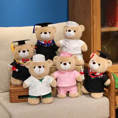 1pc Graduation Doctor Doll Plush Doll, Cute Hippopotamus, West Highland Terrier, Elephant Stuffed Animal, Soft Plushie, Graduation Gift For Friends, Memorabilia, Adorable Fluffy