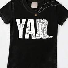 2026 Tops For Women, Washed Cotton Women's T-Shirt, Vintage Western Print Women's T-Shirt, Southern Country Cowgirl Shirt, Cowboy Boot Style, Cute Cowboy Rodeo Country Concert Outfit T-Shirt, Cute And Stylish T-Shirt, Universal Loose Bohemian Style T-Shirt, Local Warehouse, Elegant And Cute Women's Clothing, Loose And Comfortable Summer Tops - màu đen - Xem 5