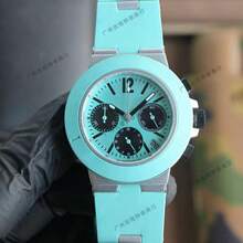 Men Mechanical Watches - Blue Plate With Diamonds and Gold - View 4