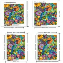 1pc 5D DIY Diamond Painting Colorful Hummingbird & Floral Diamond Art Kit, DIY Handcraft Rhinestone Painting Decor For Living Room Or Bedroom, Perfect For Holiday Gifts - No Frame - View 5