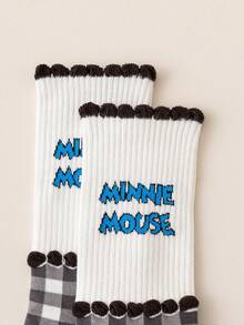 Disney 5双装正品迪士尼女士袜子，刺绣米奇卡通图案，圣诞节和新年礼物袜，可爱卡通人物袜子，趣味新奇女袜 - 彩色 - 查看 10