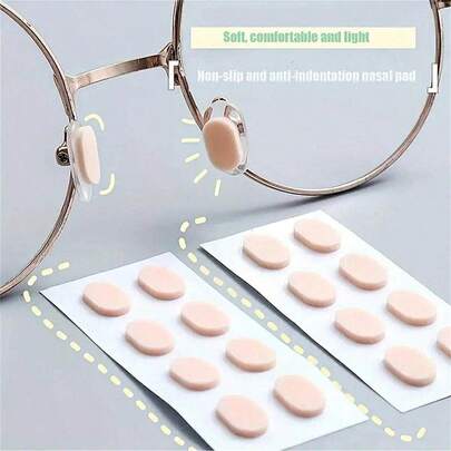 80pcs Self-Adhesive Eyeglass Nose Pads, Designed For High Nose Bridge, Self-Adhesive Design, Anti-Slip, Lightweight Super Soft, Pressure Relief, Eyeglass Nose Pad Accessories