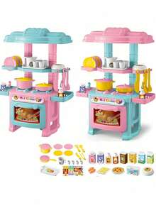 Kids Kitchen Playset, Mini Kitchen Counter DIY Realistic Cooking Food & Utensils Toys, Role Play Game, Parent-Child Interaction Toys, Gift For Girls - Pretend Play Kitchen Toys - View 8