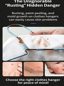 10pcs Stainless Steel Clothes Hangers, Solid Garment Rack, Drying Rack, Balcony Anti-Slip - Silver - View 6