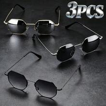 3pcs Polygon Frame Lightweight Futuristic Fashion Glasses, Suitable For Vacation, Driving, Beach Travel, Gifts - Multicolor - View 7