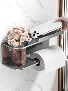 1 Giá đỡ giấy vệ sinh treo tường, có thể dùng làm giá đựng nước hoa phòng tắm, giá đựng đa năng, giá đựng cuộn giấy, thích hợp cho nhà bếp và phòng tắm, phụ kiện phòng tắm. - Nhiều màu - Xem 14