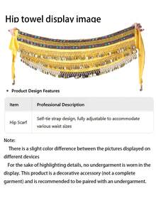 Luxury Rhinestone Embellished Coin Tassel Belly Dance Hip Scarf Women's Tie Waist Mini Hip Wrap For Rave Festival Parade Nightclub Stage Performance Outfit Accessory (Multiple Colors Available) - Multicolor - View 12