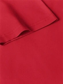 Women's Minimalist Solid Color Round Neck Short Sleeve T-Shirt, Casual Daily Wear For Spring/Summer - Red - View 6