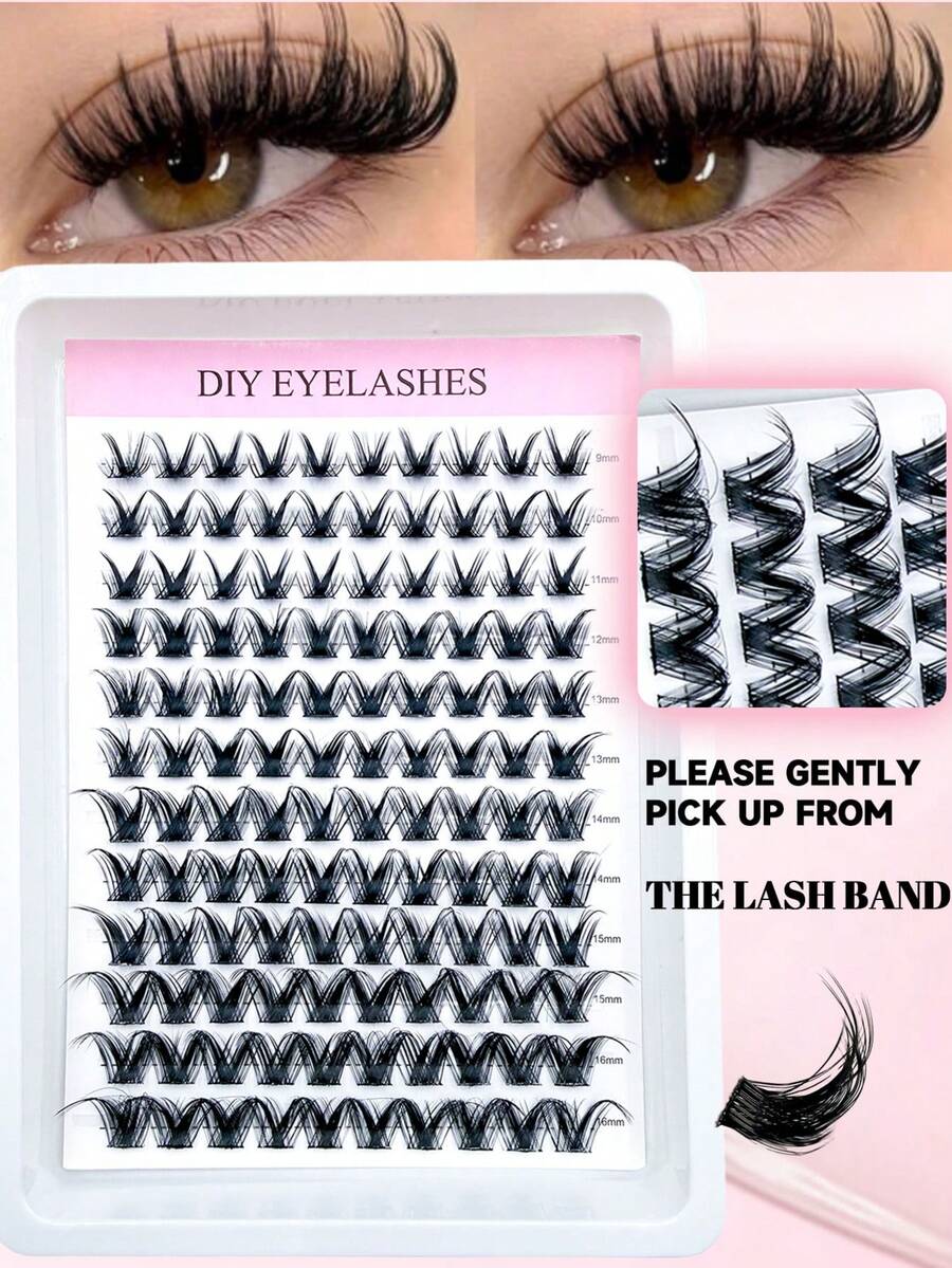 Bộ 120/144 sợi mi giả, mi giả dày, nhẹ, tự gắn, dạng phân đoạn, mi giả từng sợi, mi giả.