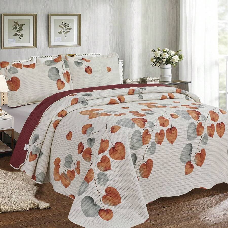 3-Piece Set: Double-Sided Queen Bedspread, Patchwork Quilt, Ultra Patch - 查看 1