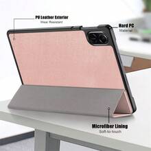 适用于荣耀Pad X7 X9A X8A 8 X8 X8lite Matepad T10 T10S SE11 Pro11 SE10.4 小新Pad 11英寸 Tab K9 One M11 M10 M9 M8 Galaxy Tab S11 A11 A9 A8 A7 S10 S9 S8 S7 S6 Air5 Air4 Pad SE 8.7 Pad 7 的平板电脑保护套，皮革三折支架保护套 - 玫瑰金 - 查看 5