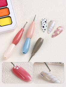 Bolígrafo de puntillismo para arte de uñas - Estilo de bloques de construcción, compacto y portátil, herramienta de puntillismo para arte de uñas con lunares, colocación de rhinestones, pintura de uñas, accesorios de salón profesional y suministros de uñas DIY - Multicolor - Ver 3