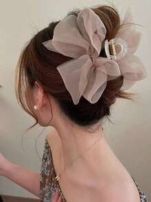 1个新款网纱蝴蝶结发爪夹，营造空灵浪漫的氛围，轻盈舒适，瞬间为发型增添蓬松感和时尚感 - 彩色 - 查看 4