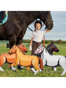 4/6/8pcs Inflatable Horse Balloon Set, Each Size 30 Inches, Suitable For Western Theme Party, Cowboy Birthday Or Baby Shower - Horse - View 3