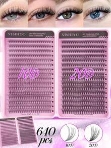 640/576/423pcs DD Curled False Eyelashes, High Capacity, Suitable For DIY At Home, Beginner-Friendly, DIY Segmented False Eyelashes, Large Capacity, Dense & Fluffy False Eyelashes, Can Extend Lashes To Enlarge Eyes, Long-Lasting And Durable, Fine Lash Clusters, Dense Mixed Style, Natural Makeup Effect, Portable Travel Lash Case, Soft & Realistic Reusable False Eyelashes, Suitable For Daily Commute, Formal Events, Weddings - D - View 6