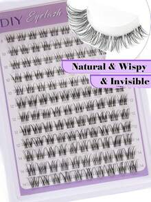 ELAE 120Pcs Lash Clusters Manga DIY Lash Extension Anime Eyelash Clusters 8-14mm Spiky Individual Eye Lashes Wispy False Eyelashes D Curl Cosplay Doll Cluster Eyelash Extensions Super Thin Band - 自然纖長款 - 查看 6
