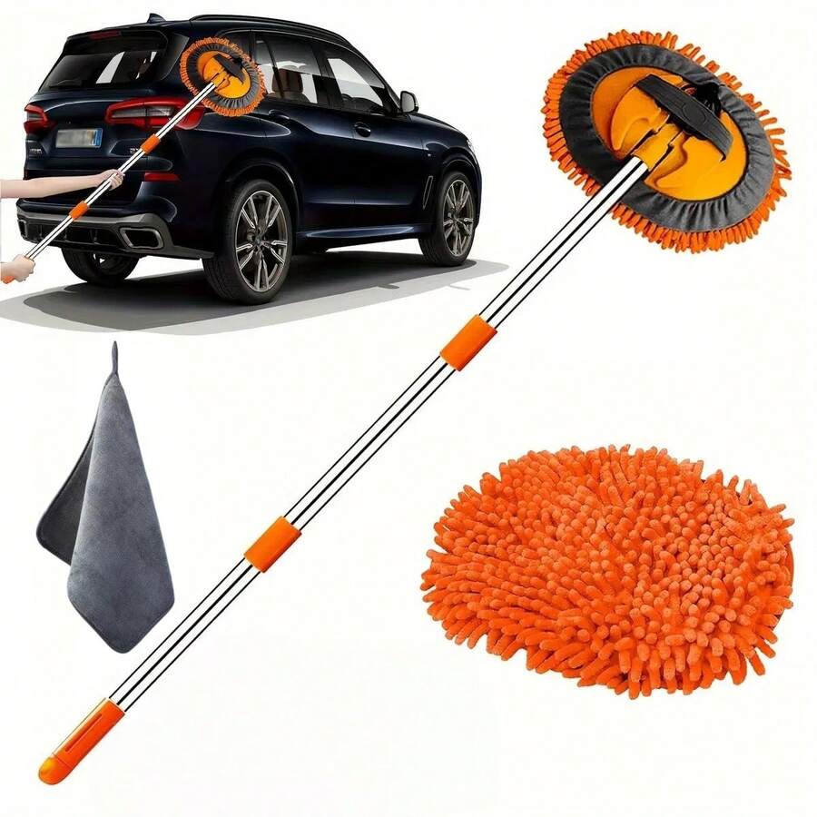 Bộ chổi và cây lau nhà 2 trong 1 dùng để vệ sinh xe hơi - Bọt biển sợi nhỏ mềm mại, cán dài, thích hợp để vệ sinh ô tô, xe tải, SUV, xe nhà di động, xe kéo và thuyền - Không gây hư hại hoặc trầy xước sơn.
