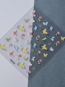1 pieza Pegatina de arte de uñas con mariposa colorida, calcomanía de manicura adhesiva - Multicolor - Ver 4