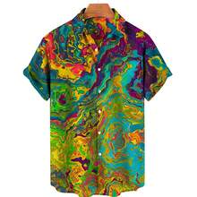 Abstract And Colorful Patterns Symbolize Creative Energy And Happy Emotions. 3D Printed Casual Short Sleeved Button Men's Shirt For Summer Fashion - A508D-AL24356 - 查看 1