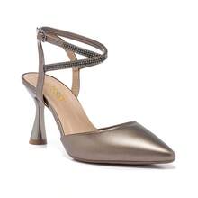 Di Valerina Formal Pumps With Rhinestone Straps, High Thin Heel, Elegant, - Gris Oscuro - Ver 1