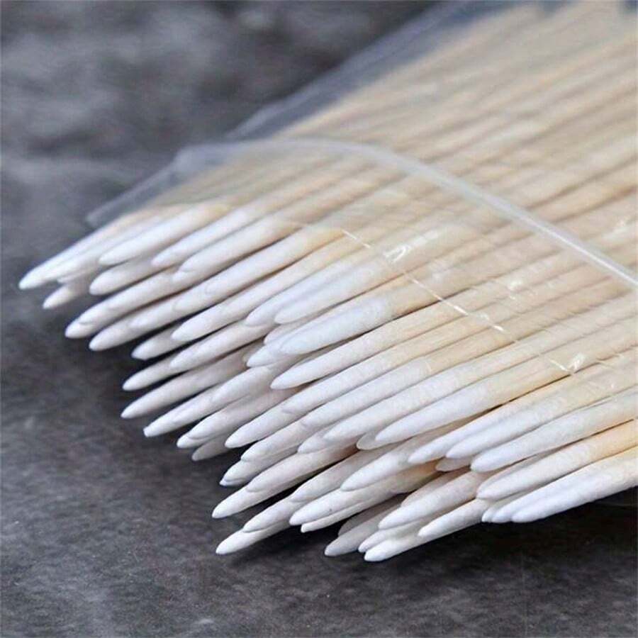 100 que tăm bông đầu nhọn, tăm bông đa năng chính xác, tăm bông cán gỗ, thích hợp cho trang điểm, xăm hình, trang điểm vĩnh viễn. - Nhiều màu - Xem 1