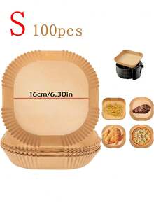 50/100/200 miếng lót nồi chiên không dầu hình vuông dùng một lần (6.3"/7.87"), lót rổ chiên không dầu bằng giấy, cốc nướng giấy, khay nướng, đĩa giấy dùng một lần, tấm lót đĩa, giấy chống dầu mỡ, phụ kiện lò nướng, dụng cụ làm bánh. - Nhiều màu - Xem 11