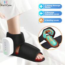 Hailicare Portable Air Pressure Foot & Ankle Massager, 4 Heating Levels, 3 Massage Modes, 4 Intensity Levels, 3000mAh Battery, Heating Ankle Brace, Great Gift For Parents And Elders - Black - View 2