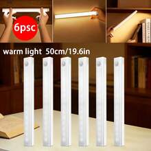 6pcs Magnetic Sensor Lights, Warm/White Light Options, Wireless USB Rechargeable, Suitable For Bedroom, Hallway, Stairs, Living Room, Kitchen, Wardrobe, Garage And More Scenarios - 6-strip Long Strip Sensor Lights - View 12