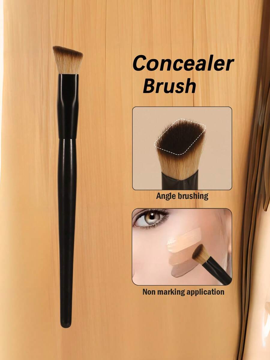 1 cọ che khuyết điểm mắt, cọ che khuyết điểm góc vát, cọ che khuyết điểm đầu hình thang, cọ trang điểm mí mắt mềm mại đa năng dành cho nữ, dùng để che khuyết điểm và bắt sáng. - màu đen - Xem 1