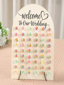 1pc/1pack Wooden Wedding Welcome Sign, "Welcome To Our Wedding" Arched Seat Board, Wedding Candy Display Rack, Romantic Wedding Reception And Engagement Party Decoration Suitable For Birthday Party Decoration, Baby Party Supplies, Wedding Bride Party Desktop Decoration Center Decoration - Multicolor - View 1
