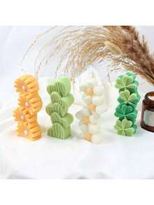 Khuôn silicon tự làm thủ công hình trái tim, hoa, cỏ ba lá, dùng để tạo hương thơm, đa chức năng. - Trắng - Xem 3